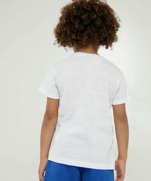 Camiseta Infantil Manga Curta Listras Bolso Tam 4 a 10