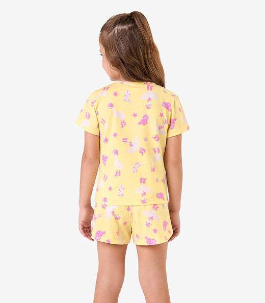 Pijama Meia Malha Rovi Kids Amarelo