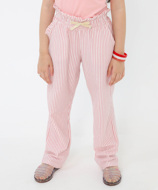 Calça Clochard Infantil Listrada Marisa Tam 4 a 10 Off White
