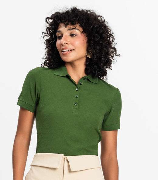 Polo Feminina Piquet Básica Select Verde