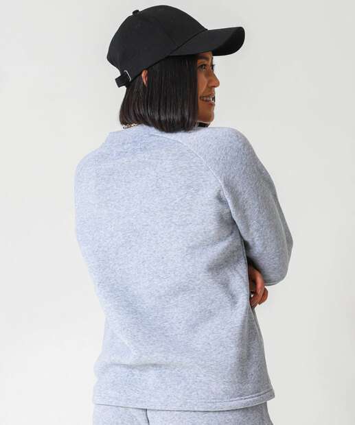 Blusão Feminino Moletom Mescla Marisa Cinza