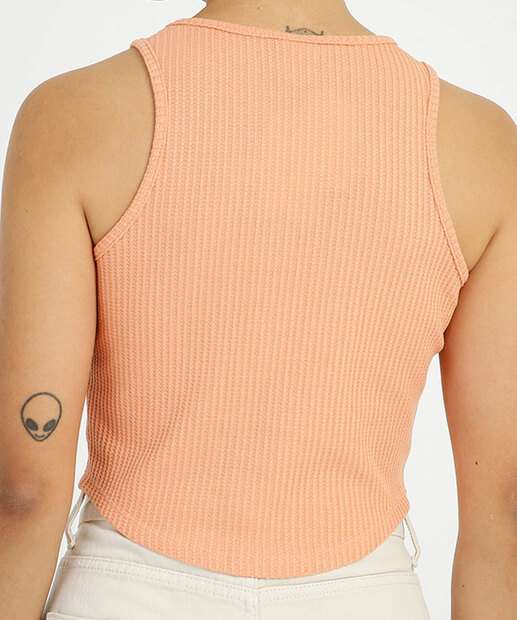 Blusa Cropped Regata Feminina Com Bordado 