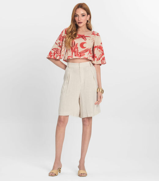 Blusa Cropped Manga Ampla em Meia Malha Endless Laranja