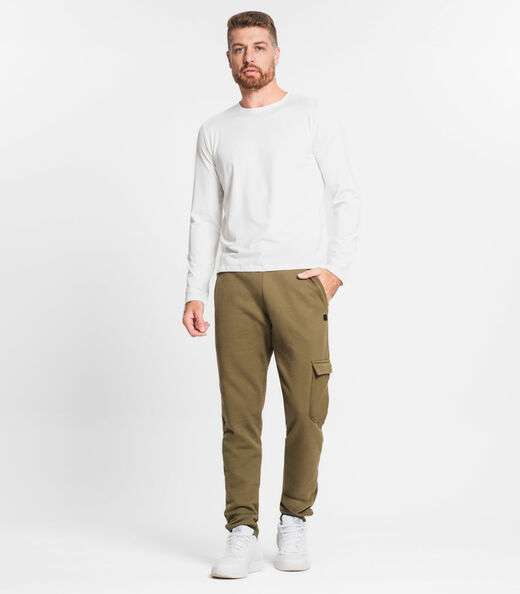 Camiseta Manga Longa Meia Malha Diametro Bege