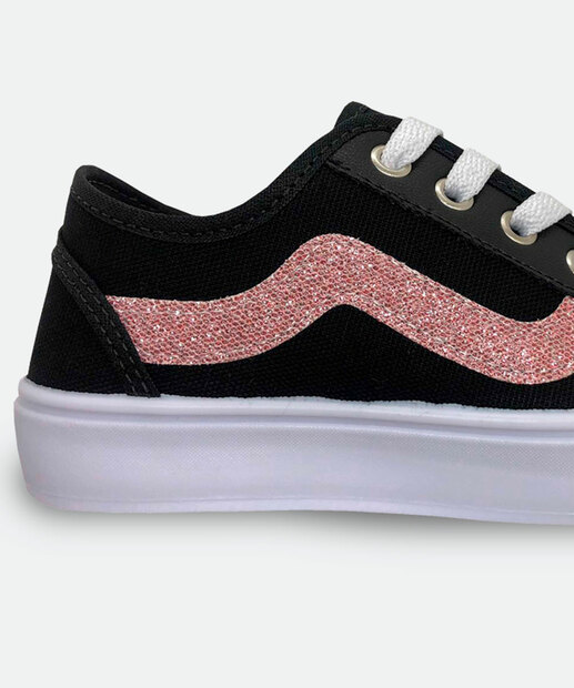 Tênis Infantil Casual Brilho Ortobessa Preto