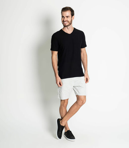 Camiseta Masculina Básica Gola V Rovitex Preto