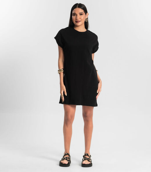 Vestido Feminino Curto Meia Malha Preto