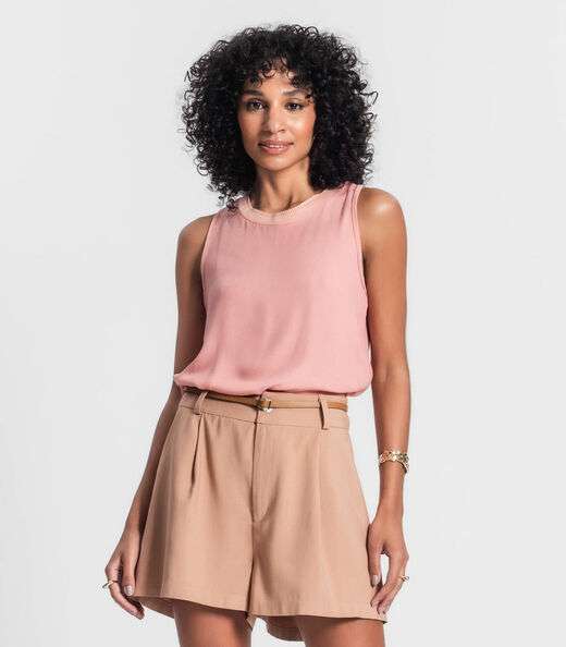 Regata Feminina Em Crepe Rovitex Rosa