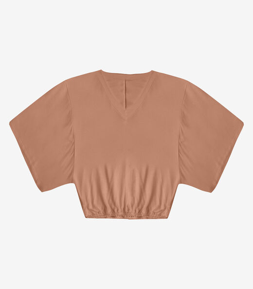 Blusa Feminina Com Decote Em V Infinita Cor Marrom