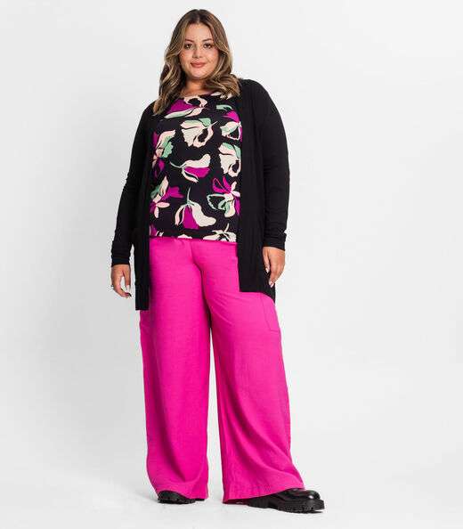 Cardigan Feminino Plus Size Secret Glam Preto