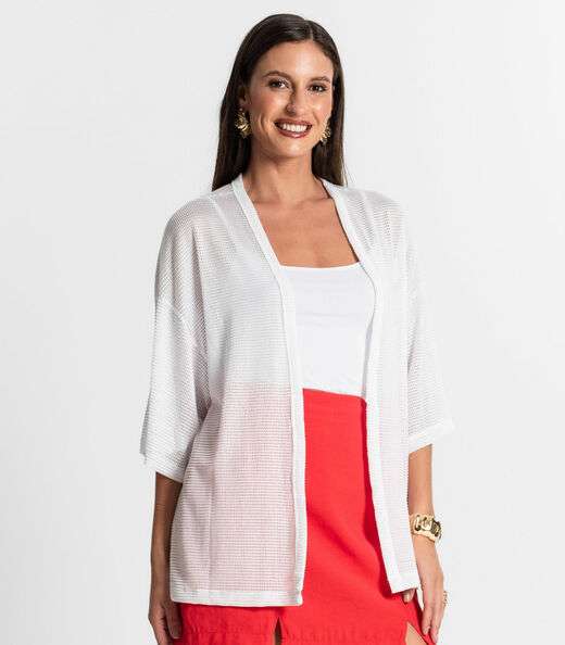 Kimono Feminino Com Brilho Rovitex Branco