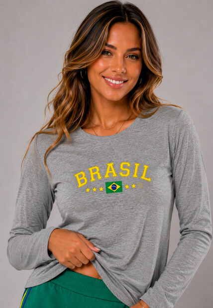 Blusa Malha Comfy Brasil Manga Longa Mescla Salvatore