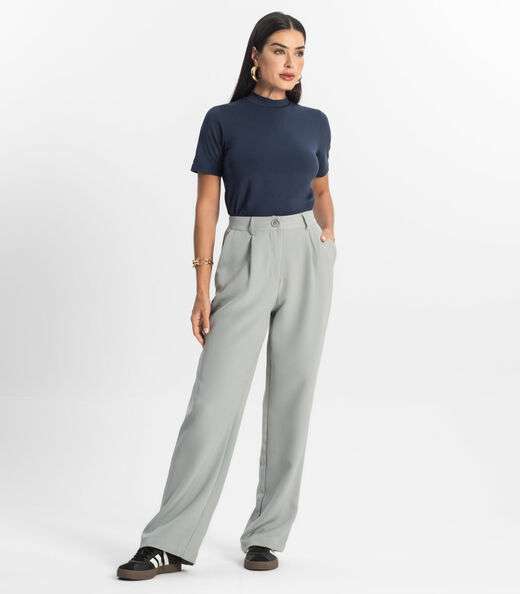 Blusa Feminina Básica em Malha Visco Rovitex Azul