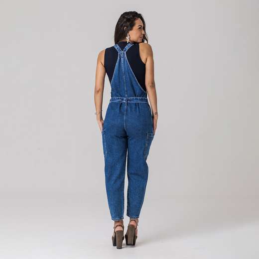 Macacão Jardineira Jeans Slouchy Feminino Zune