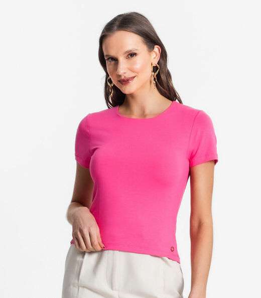 Blusa De Viscotorcion Básica Feminina Endless Rosa