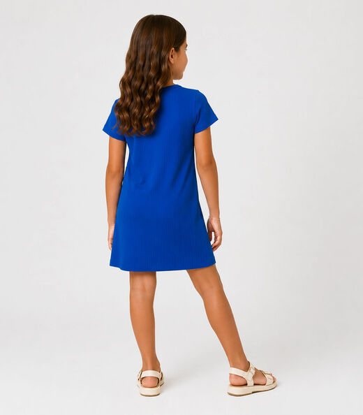 Vestido Infantil Ribana Canelada E Estampa Select Azul