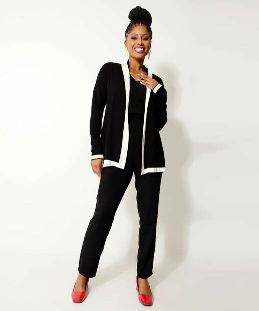Cardigan Feminino Bicolor Alongado Marisa