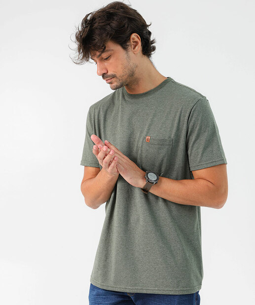 Image_Camiseta Masculina Básica Bolso Mescla Marisa Verde