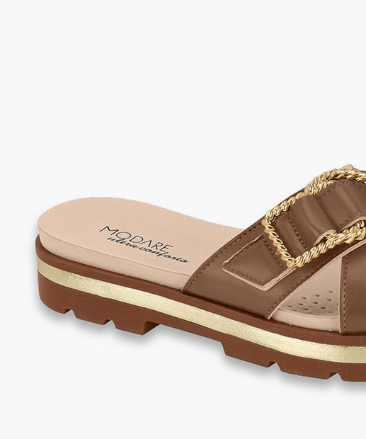 Rasteirinha Feminina Conforto Fivela Modare Marrom