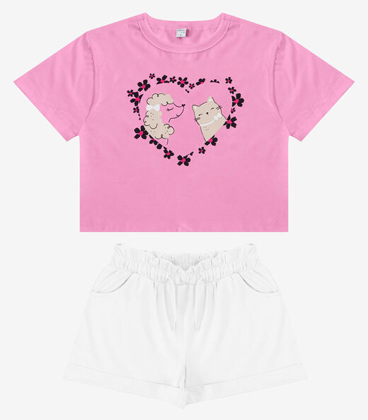 Conjunto Infantil Menina Blusa Com Shorts Select Rosa