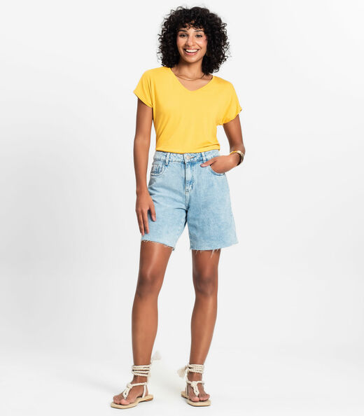 Blusa Feminina Viscotorcion Rovitex Amarelo