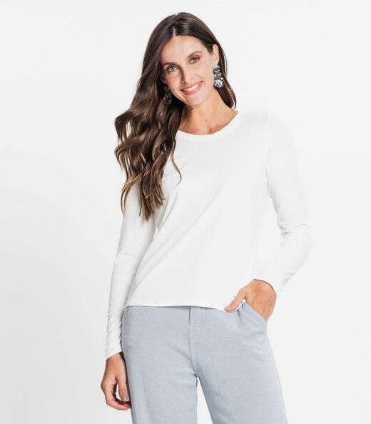 Image_Blusa Manga Longa Canelada Rovitex Bege