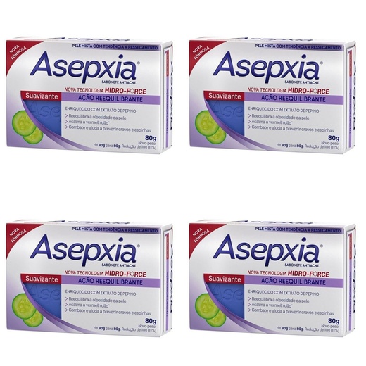 Image_Kit c/4 Sabonete Asepxia Barra 80g Suavizante/Cremoso