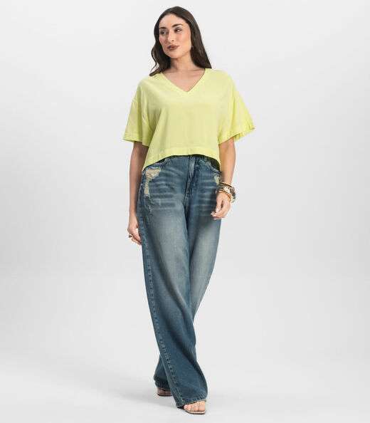 Blusa Feminina Tecido em Viscose Infinita Cor Amarelo