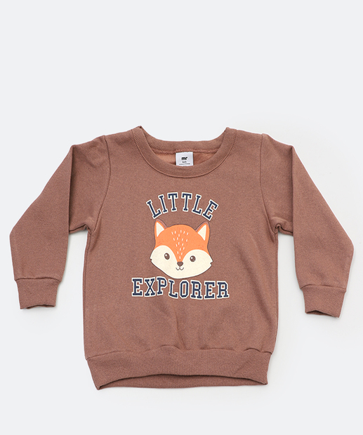 Conjunto Infantil Moletinho Raposa MR Tam 1 a 3 Marrom