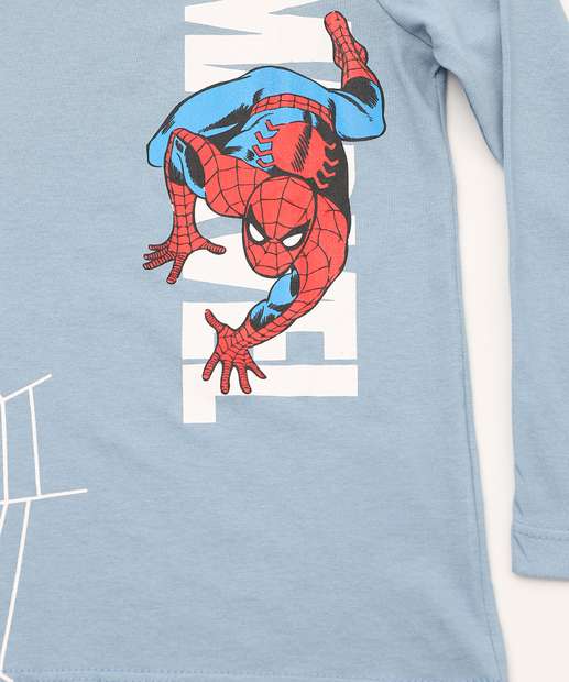 Camiseta Infantil Homem Aranha Marvel Tam 4 a 10 Azul