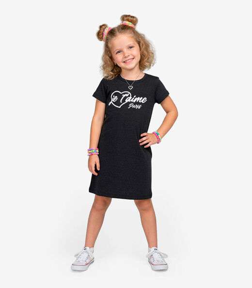 Vestido Feminino Infantil em Molecotton Select Preto