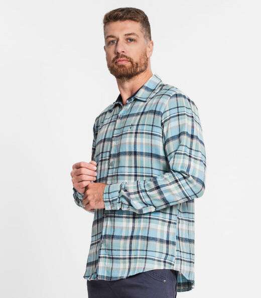 Camisa Masculina Manga Longa Diametro Azul