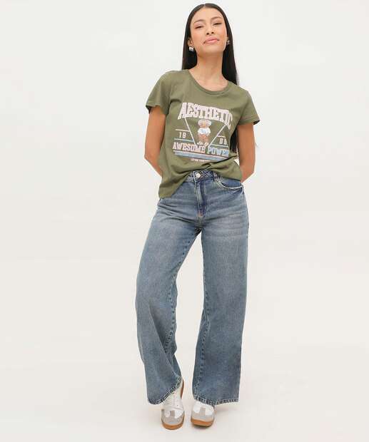 Calça Jeans Wide Leg Feminina Sawary