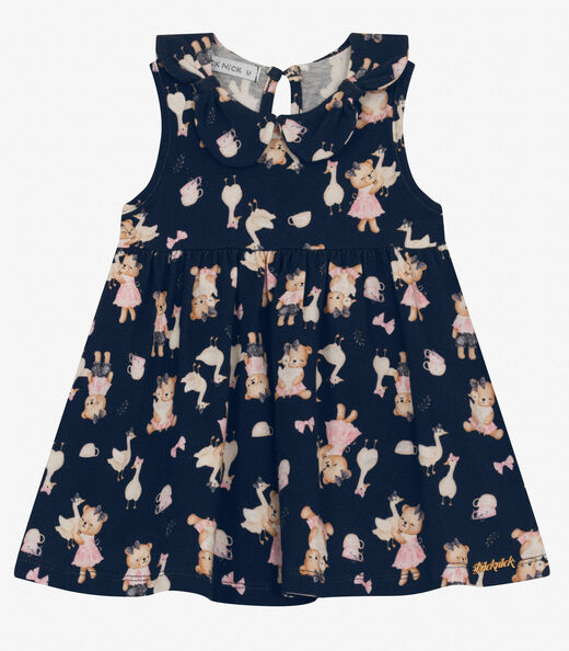 Image_Vestido Infantil em Cotton Leve Trick Nick Azul Marinho