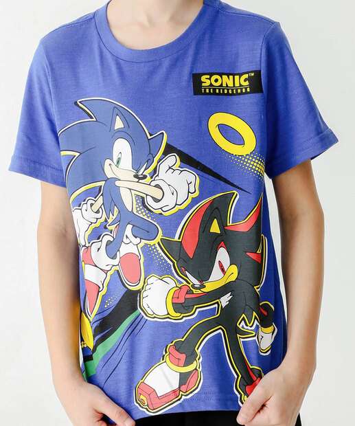 Camiseta Infantil Estampa Sonic Tam 4 a 10