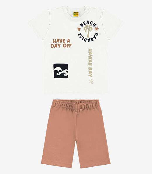 Conjunto Infantil Camiseta com Bermuda Rovi Kids Branco