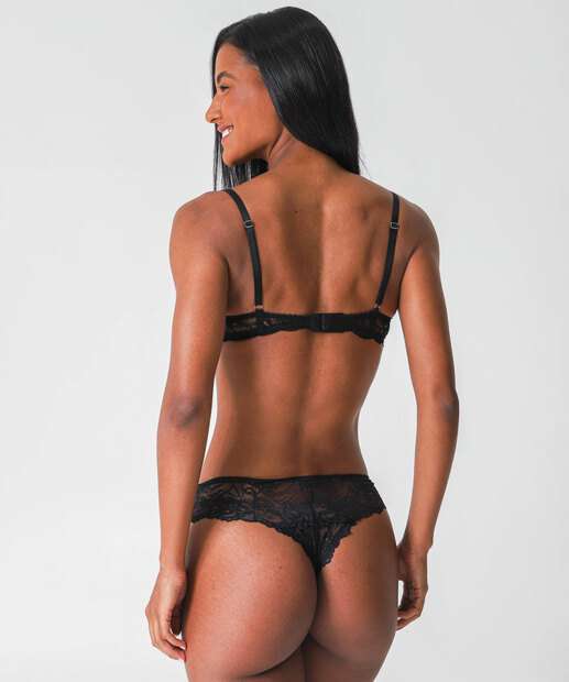 Kit 2 Calcinhas Fio Dental Renda Marisa Preto