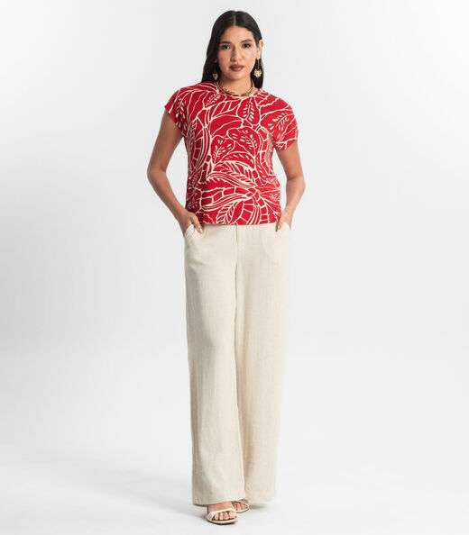 Blusa Feminina Estampada Rovitex Vermelho