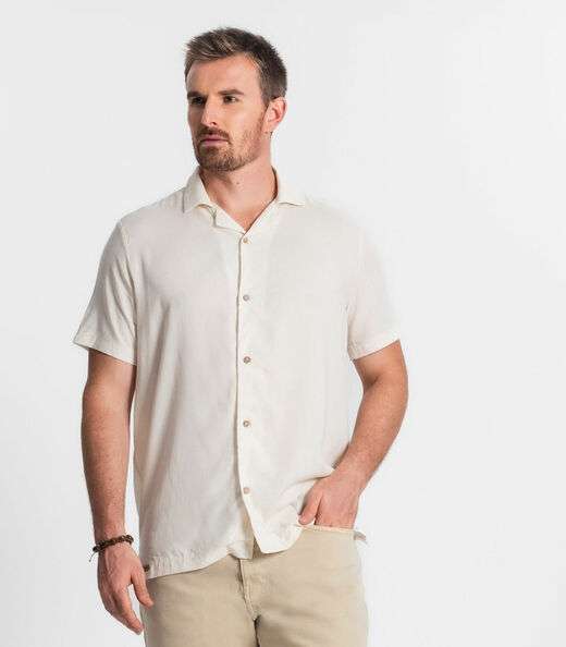Camisa Em Viscolinho Masculina Diametro Bege