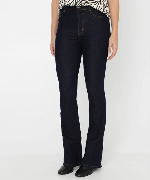 Calça Boot Cut Feminina Cintura Alta Sawary Azul