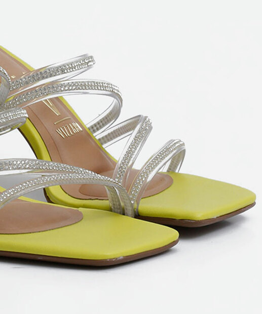 Tamanco Feminino Salto Grosso Strass Vizzano 