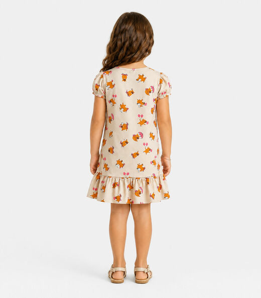 Vestido Infantil Menina Em Cotton Leve Select Bege