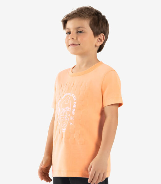 Camiseta Infantil Meia Malha Rovi Kids Laranja