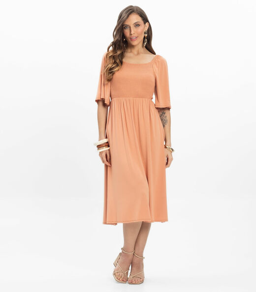 Vestido Midi em Viscotorcion Feminino Endless Marrom