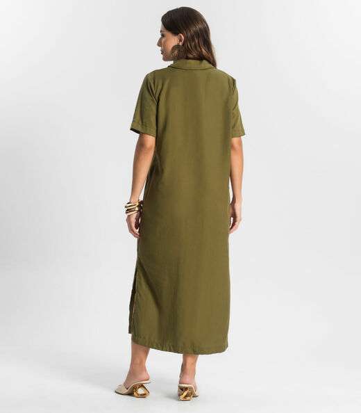 Vestido Midi Com Fenda Lateral Endless Verde