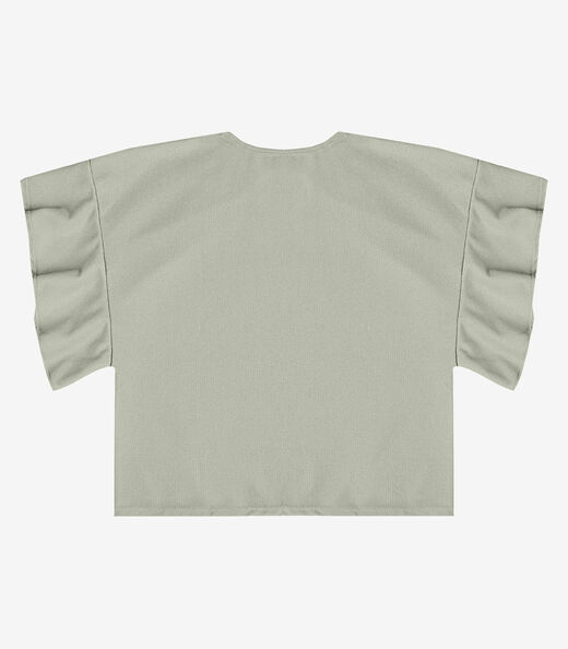 Blusa Feminina Com Manga Franzida Infinita Cor Verde