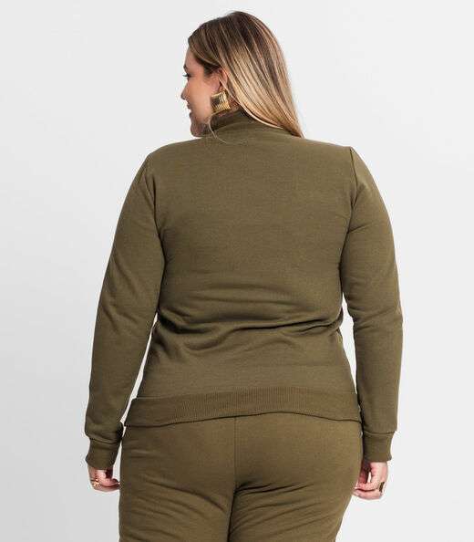 Jaqueta Feminina Em Moletom Plus Size Rovitex Verde