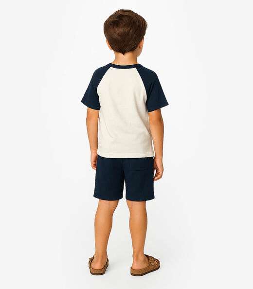Conjunto Infantil Camiseta com Bermuda Trick Nick Azul