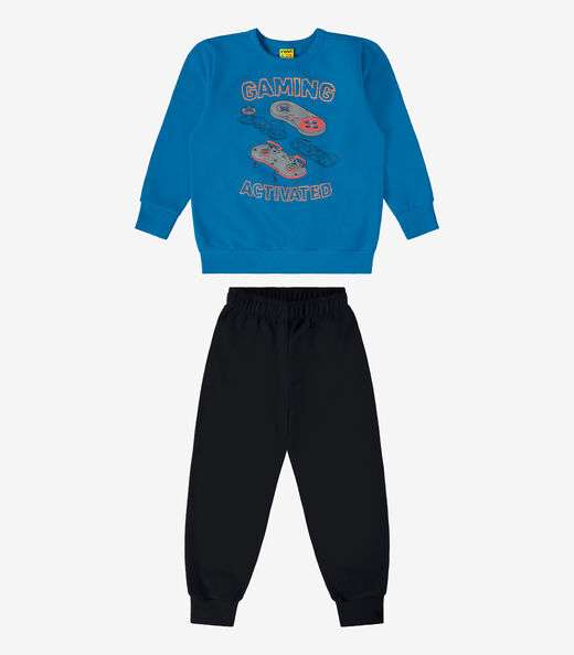 Conjunto Infantil Blusão Com Calça Gamer Rovi Kids Azul