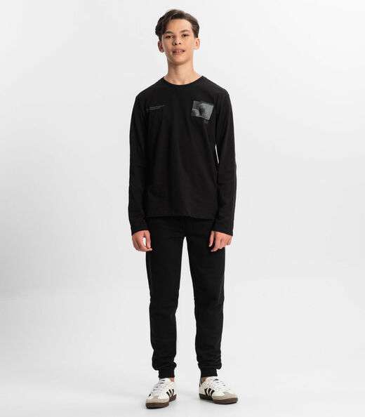 Camiseta Juvenil Masculina Manga Longa Minty Preto